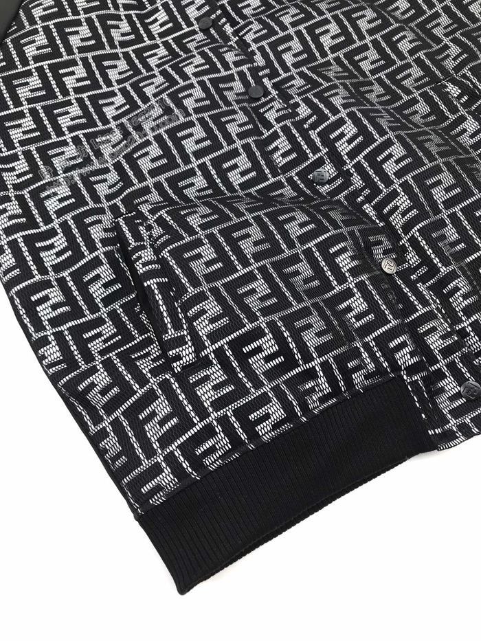 Fendi男裝 芬迪20年新款銀線編織刺繡logo外套 Fendi男士拉鏈夾克  ydi3077